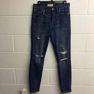 MADEWELL 9” high rise skinny skinny destroyed jeans sz 29